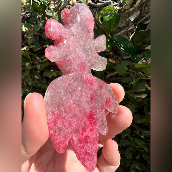 Rhodonite With Quartz Goldfish Carving - Picture 6 of 7